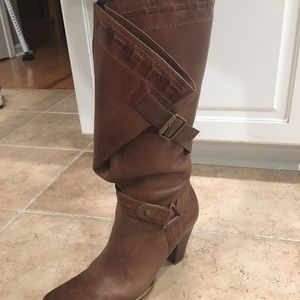 Bronx Tall Brown Leather Heeled Boots